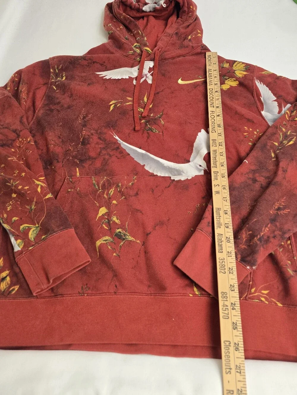 Nike Dove Birds Pullover Hoodie Sweatshirt Size XL Rare Burgundy